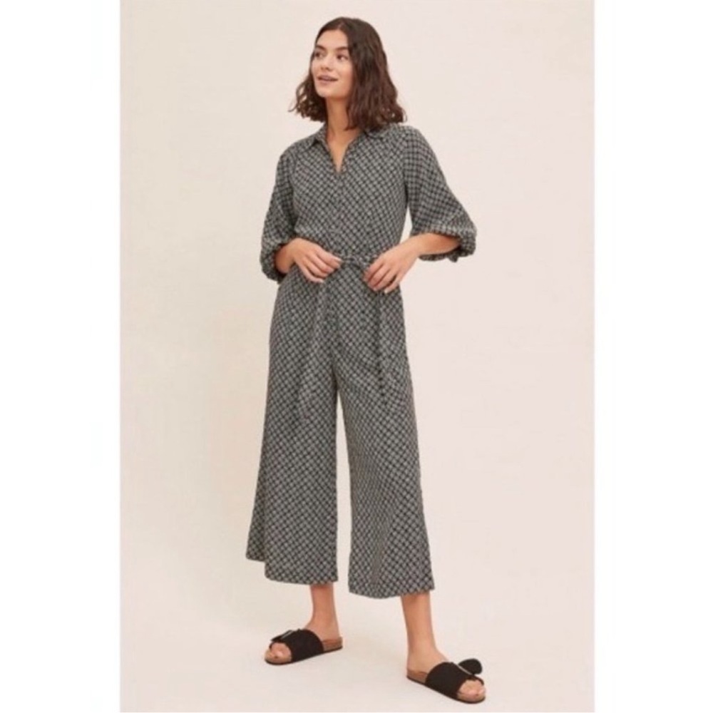 Maeve Myka Wide leg Black and Gray Geometric Jumpsuit Size 8